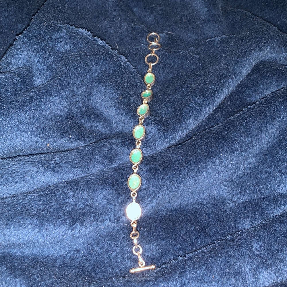 925 Turquoise Circular Panel Toggle Bracelet Adju… - image 5